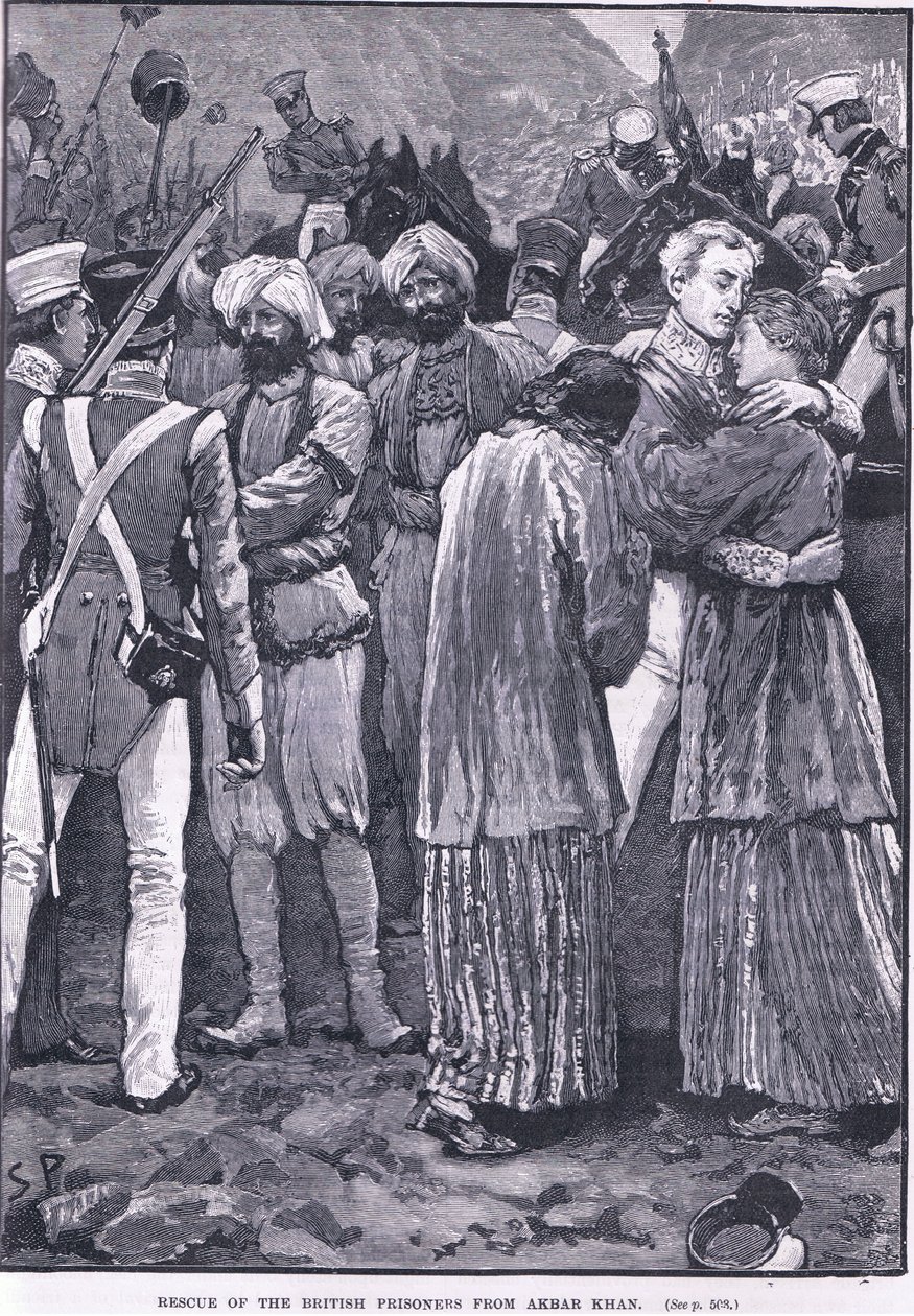 Akbar Khans räddning av de brittiska fångarna AD 1842 av S. Paget