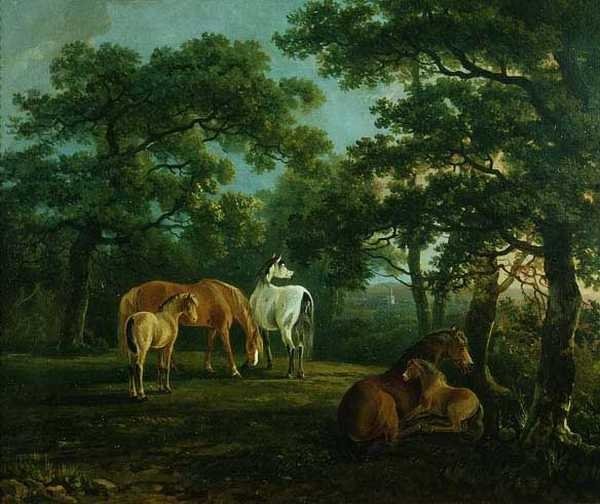 Hästar i ett landskap (olja på duk) av S. and Barrett G. Gilpin