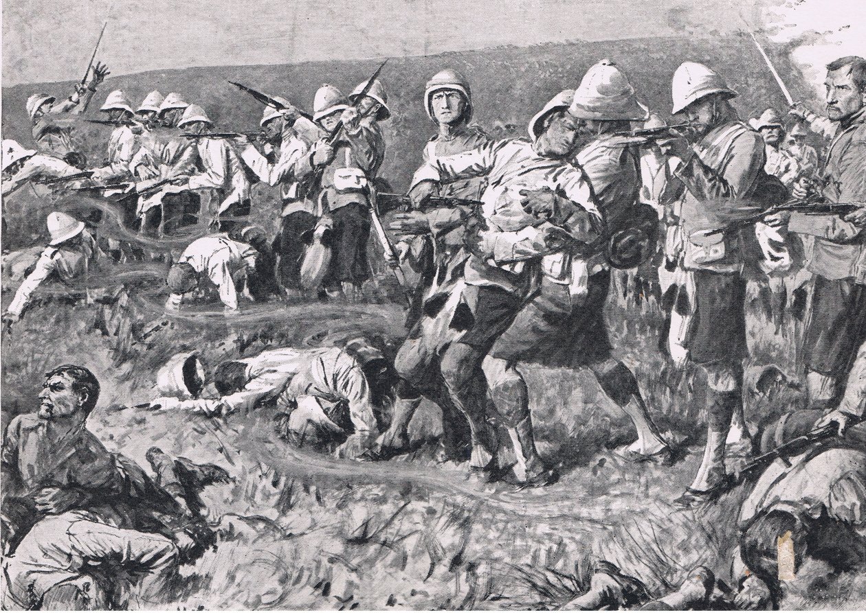 Majuba Hill, 27 februari 1881 (första boerkriget), illustration från brittiska striderna på land och hav, 1915 av S. Begg