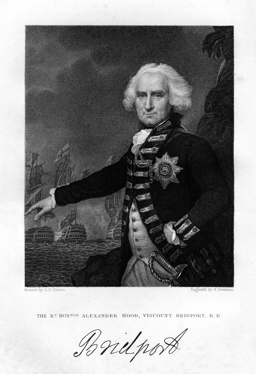 Amiral Alexander Hood 1726-1814, 1:e Viscount Bridport, 1837. av S. Freeman