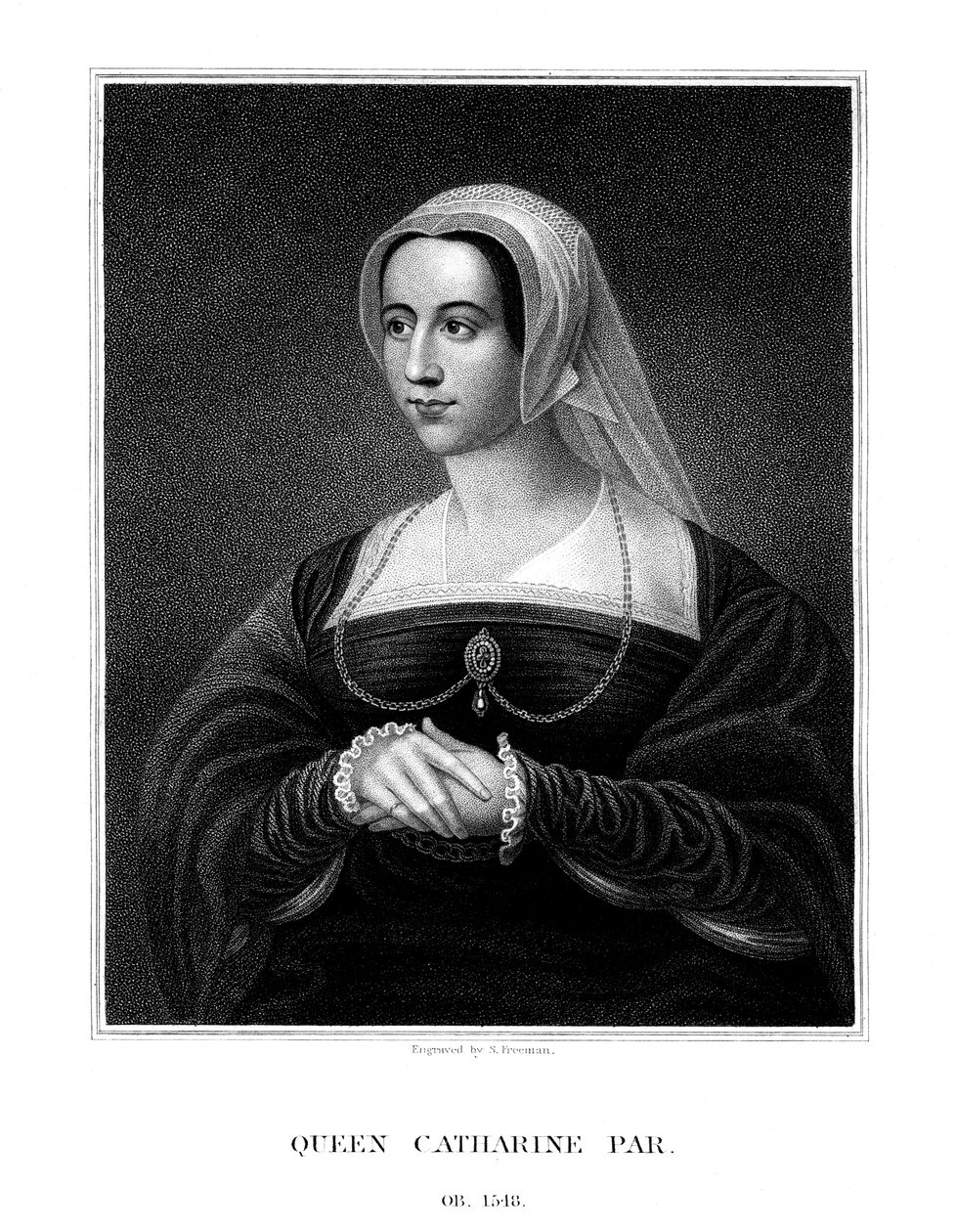 Catherine Parr, drottning gemål av Henry VIII, 1823. av S. Freeman