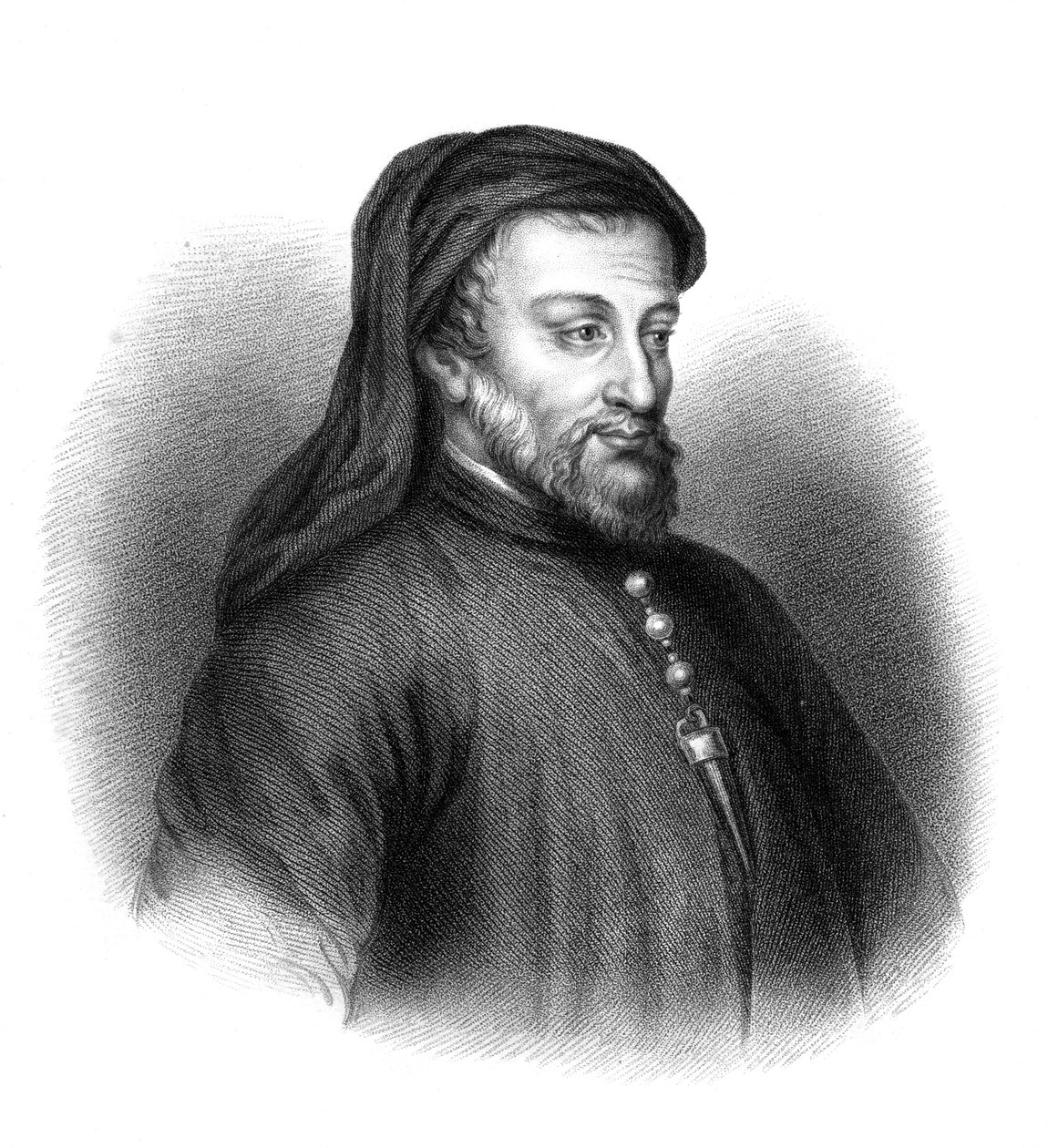 Geoffrey Chaucer, engelsk författare, poet, filosof, byråkrat och diplomat från 1300-talet. av S. Freeman