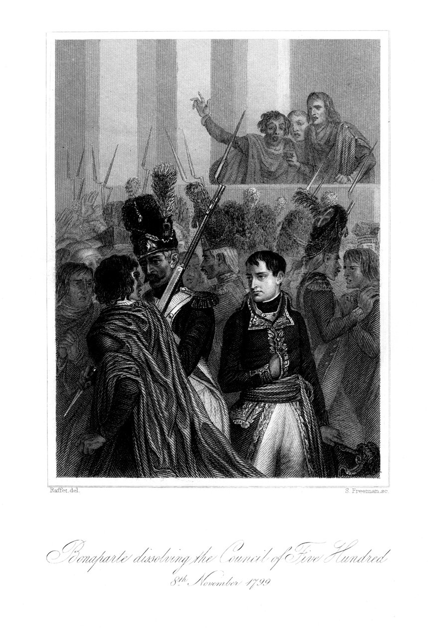 Napoleon Bonaparte 1721-1818 upplöste de femhundras råd, 1845. av S. Freeman