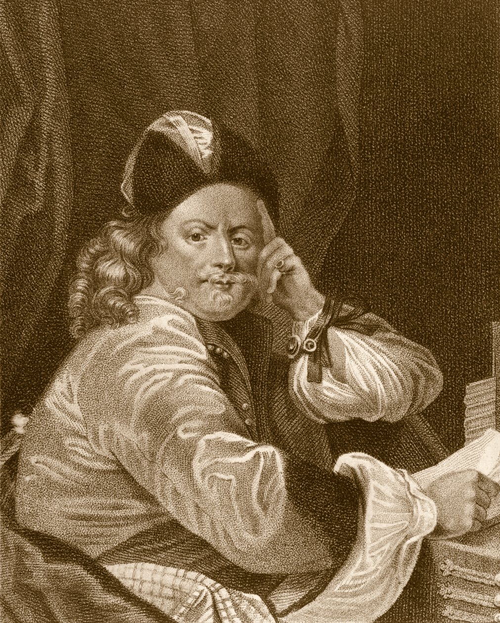 Thomas Killigrew, graverad av J.J. Van den Bergh av S. Harding