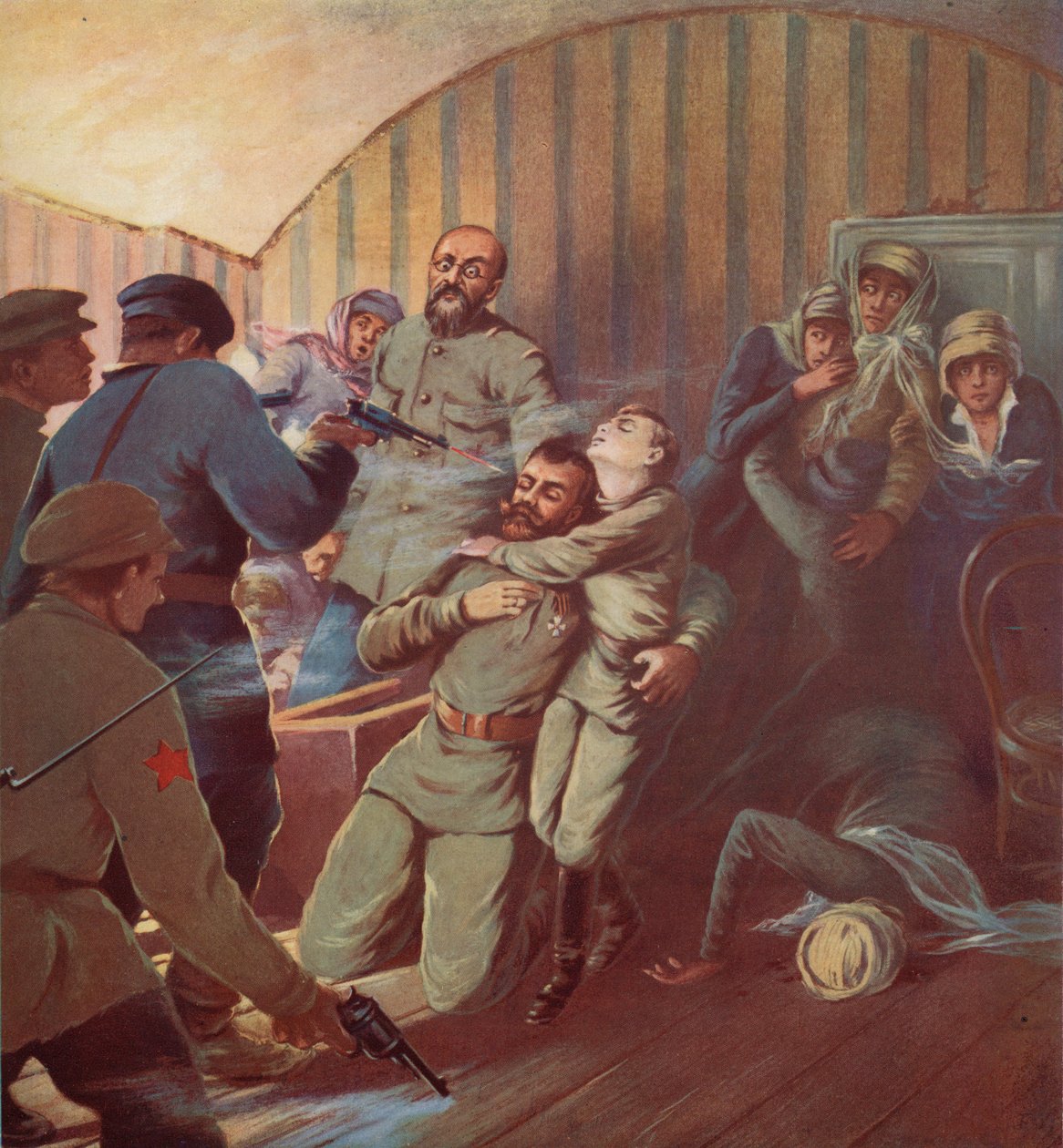 Bolsjevikernas mord på tsar Nikolaj II av Ryssland och hans familj, Jekaterinburg, ryska revolutionen av S. Sarmat