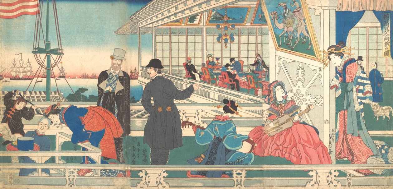Hem för utländska köpmän i Yokohama, 9:e månaden, 1861. av Sadahide Utagawa