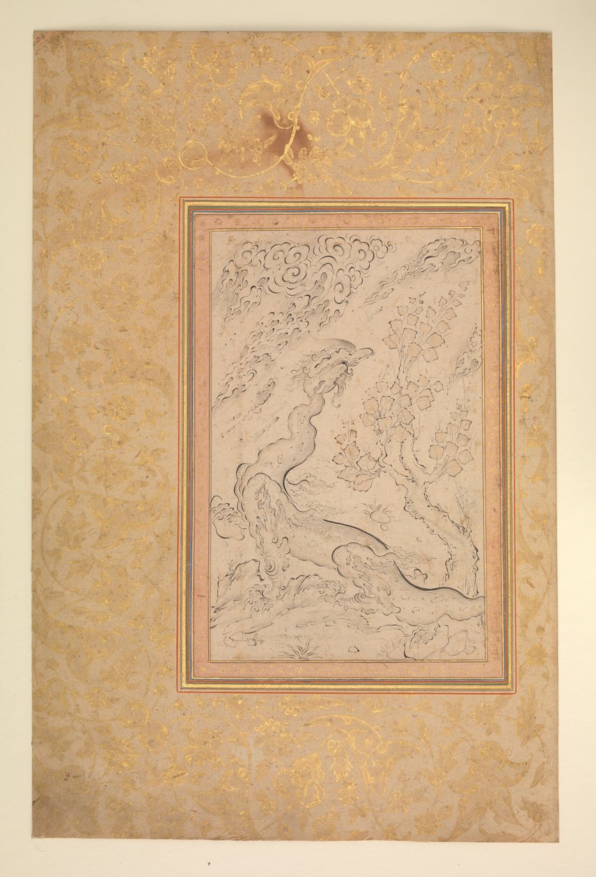 Drake och moln, ca. 1600. av Sadiqi Beg.