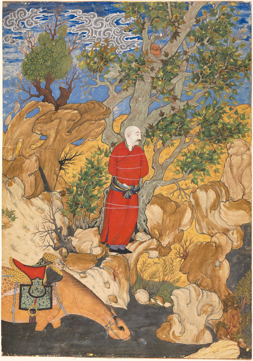 Aulad bunden till en platan, från en Shahnama av Firdausi, 1575-1600. av Sadiqi Bek
