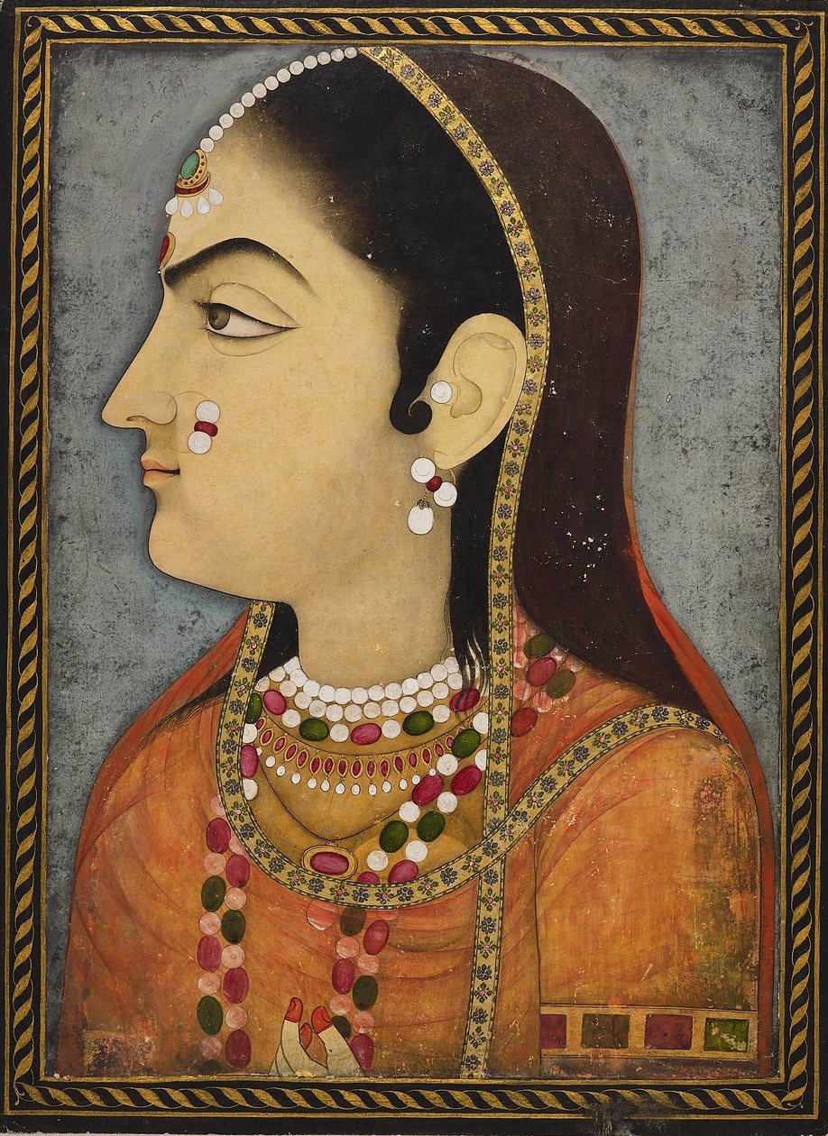 Porträtt av en dam, c1800 av Sahib Ram