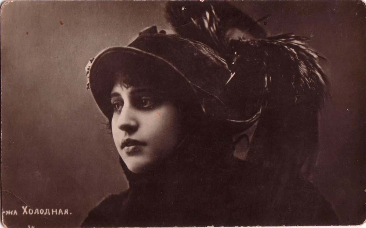 Vera Kholodnaya, rysk stumfilmsfru, 1910-talet. av Sakharov and Orlov