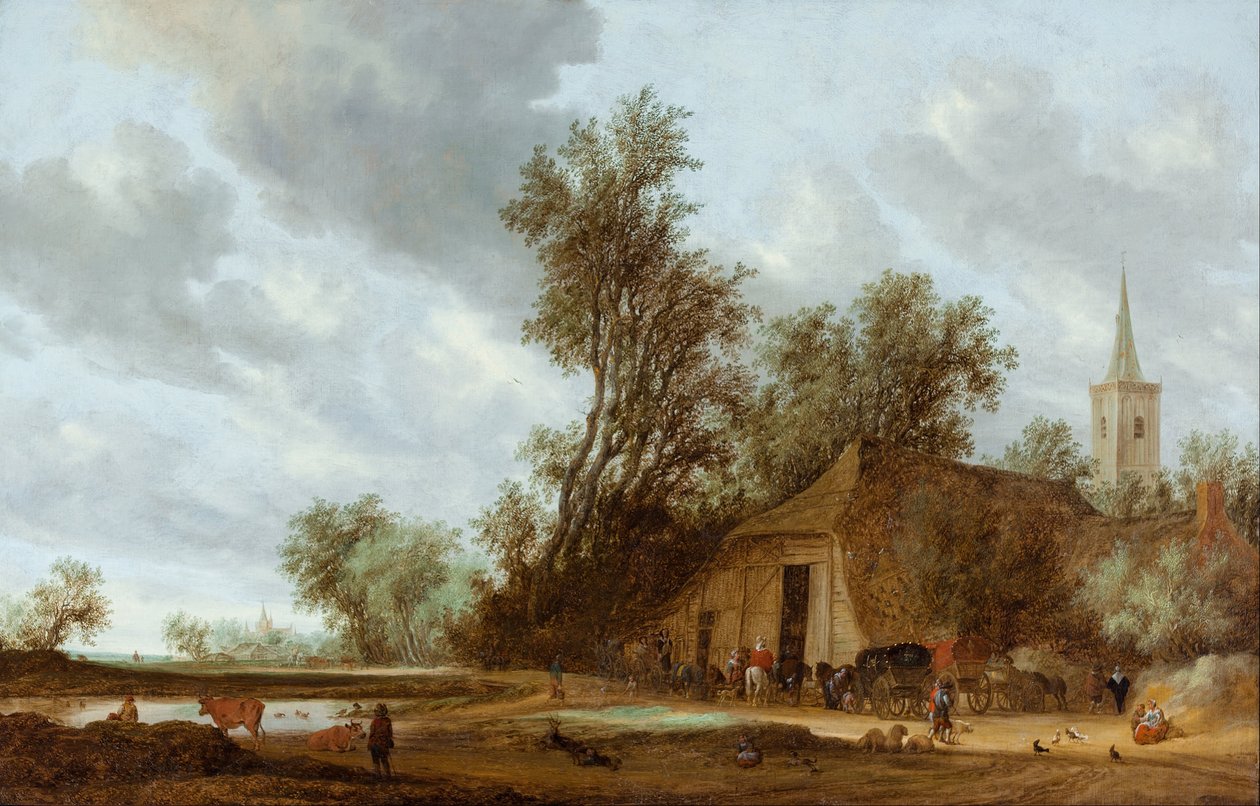 The halt at the inn av Salomon van Ruisdael or Ruysdael