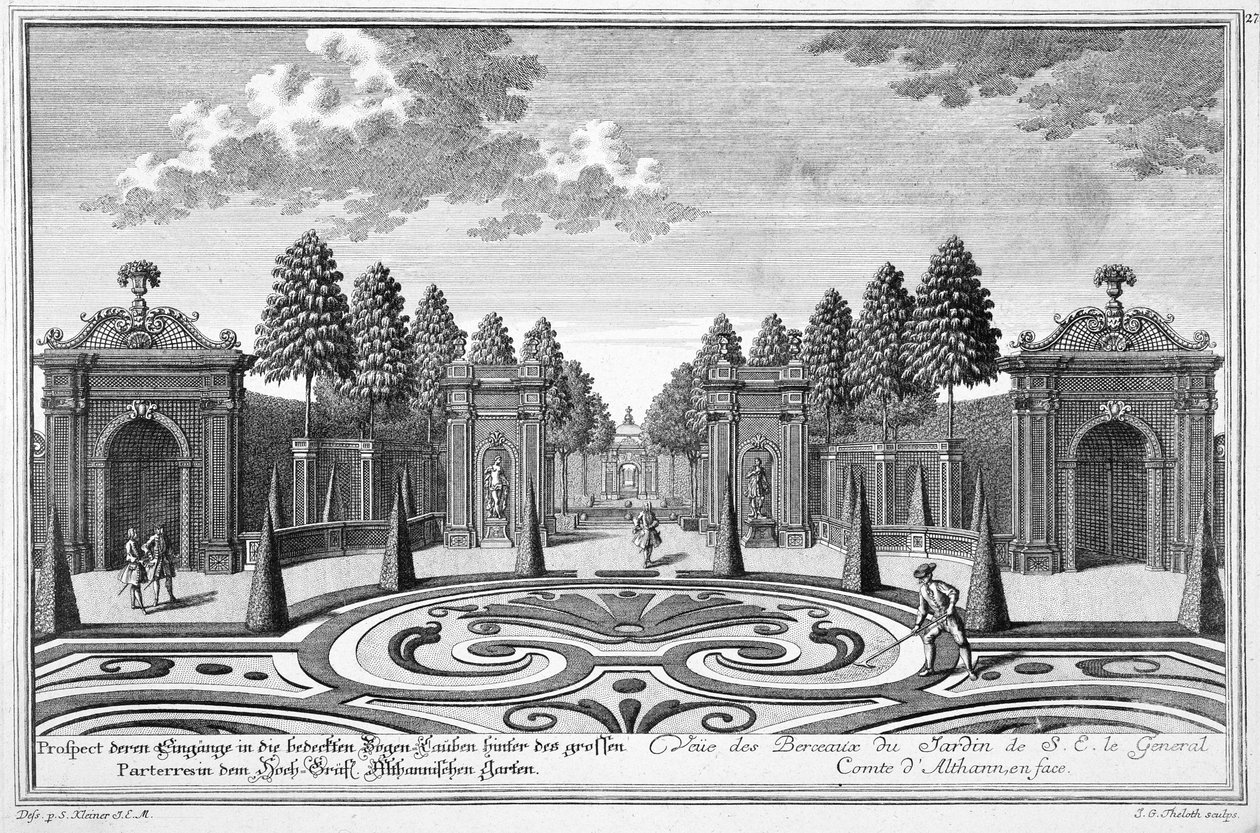 Greve Althans trädgård i Wien, ur "Vorstellung folgender Lustgarten ausser der Residenz-Stadt Wien", graverad av Johann Gottfried Thelott (1711-55) av Salomon Kleiner