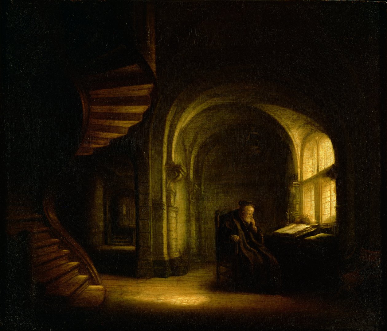 Filosof med en öppen bok, 1625-7 av Salomon Koninck