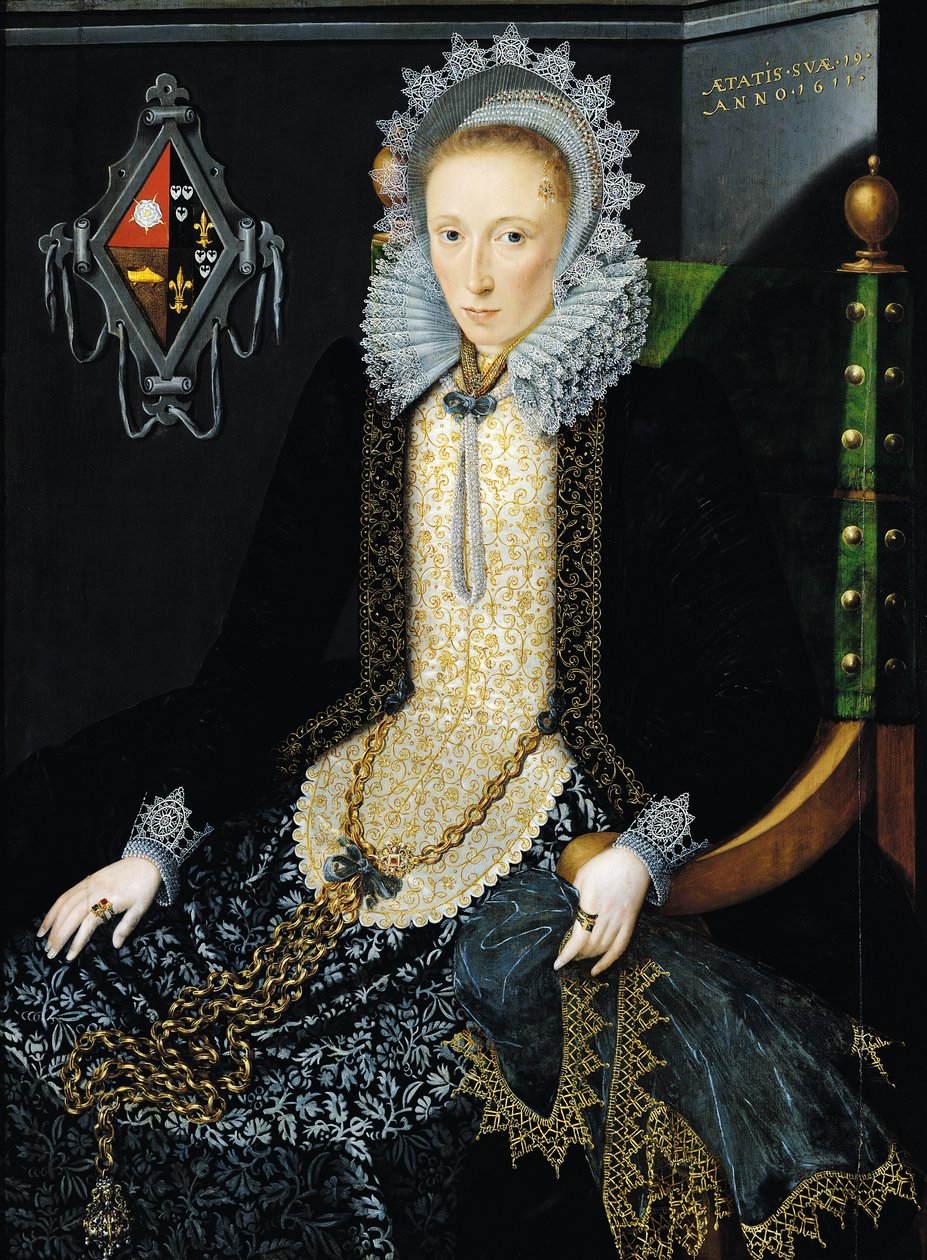 Porträtt av Adriana van Nesse, 1611 (par 190374) av Salomon Mesdach