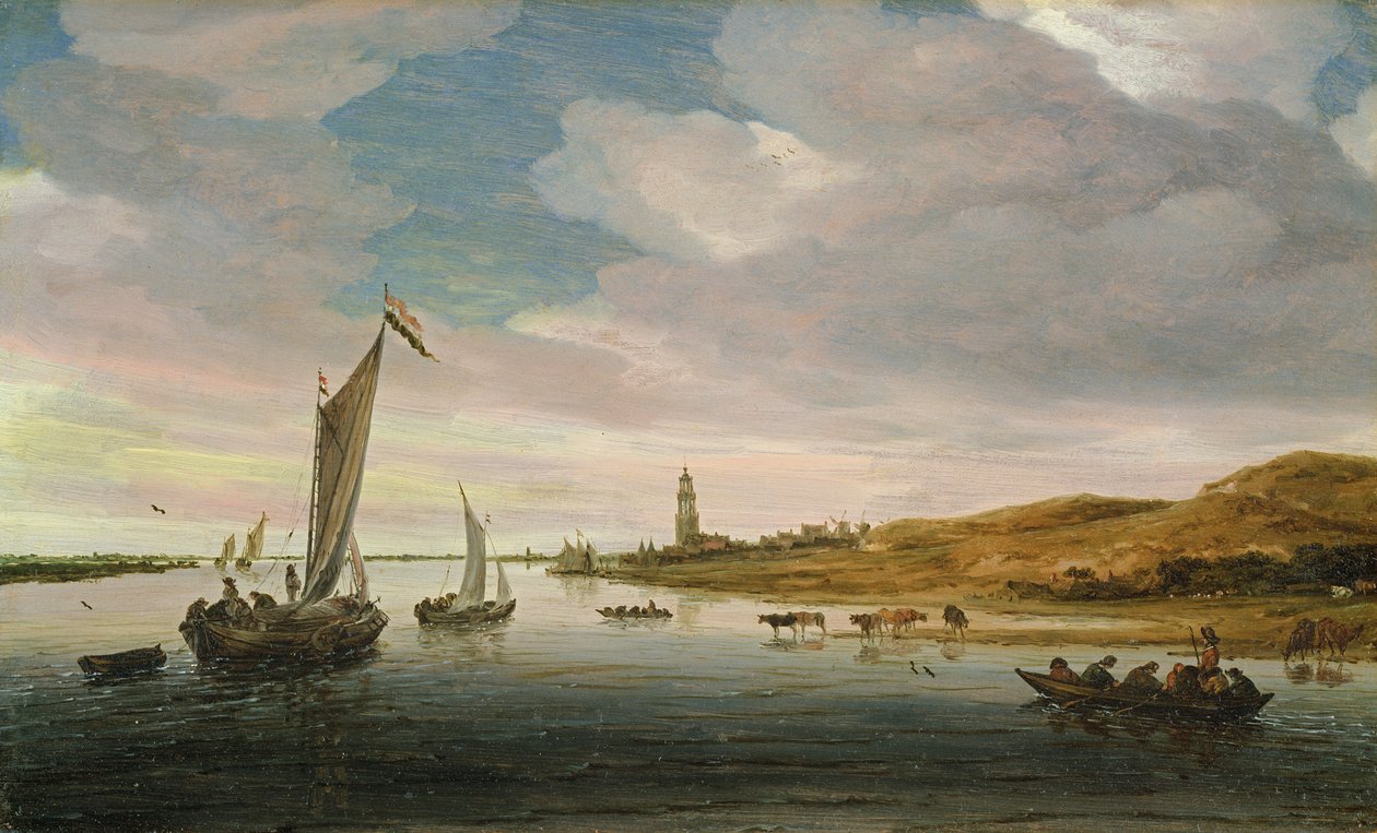 Landskap med boskapsbevattning av Salomon van Ruisdael or Ruysdael