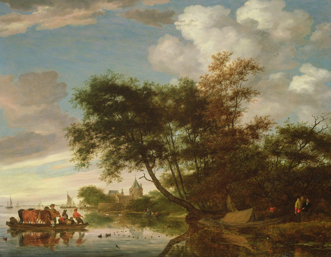 Lantligt flodlandskap av Salomon van Ruisdael or Ruysdael