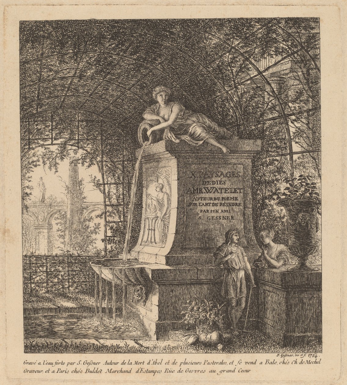 Fontän i ett sommarhus, 1764. av Salomon Gessner