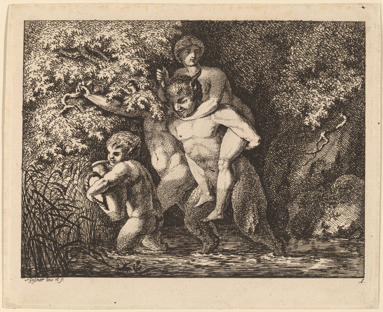 Satyr som bär en nymf av Salomon Gessner