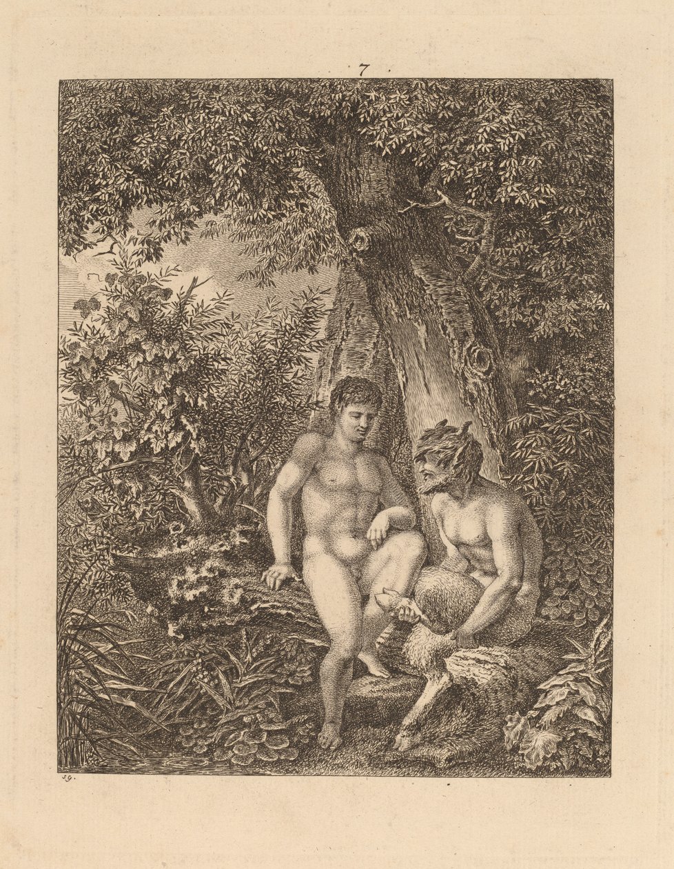 Två Satyrer i en skog av Salomon Gessner