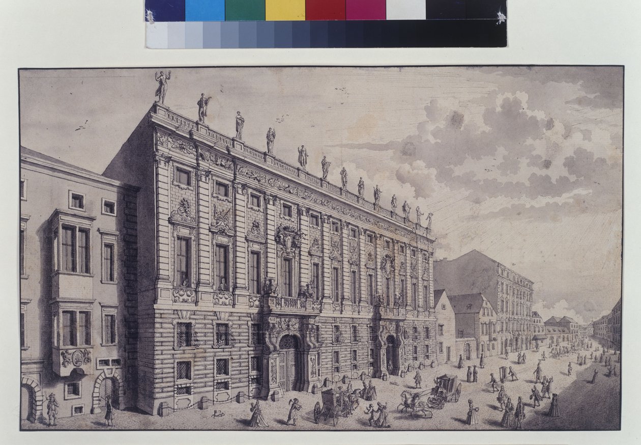 Hel sida: snedbild av prins Eugen av Savoyens stadspalats i Himmelpfortgasse (penna, pensel och bläck) av Salomon Kleiner