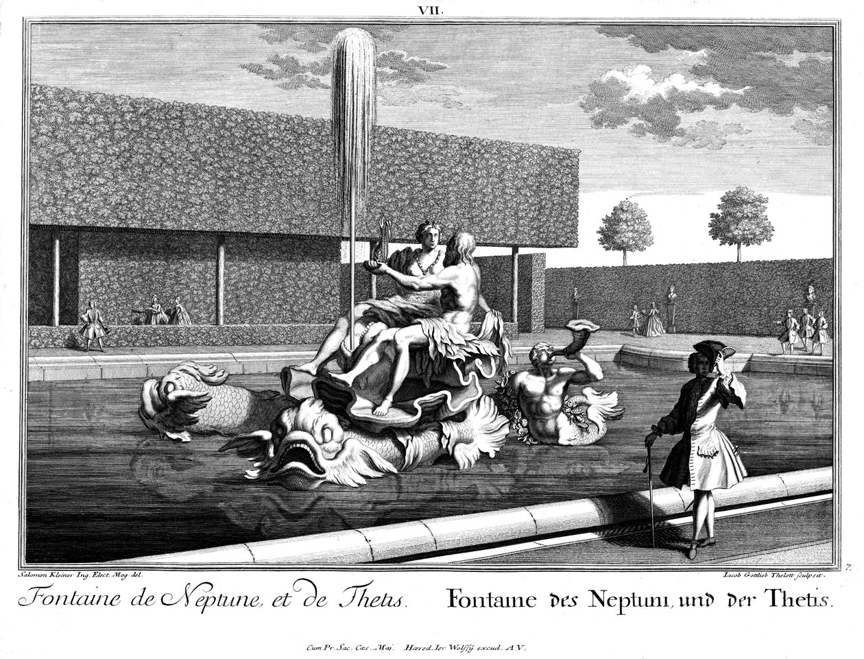 Utsikten till Neptunus och Thetis fontän av Salomon Kleiner