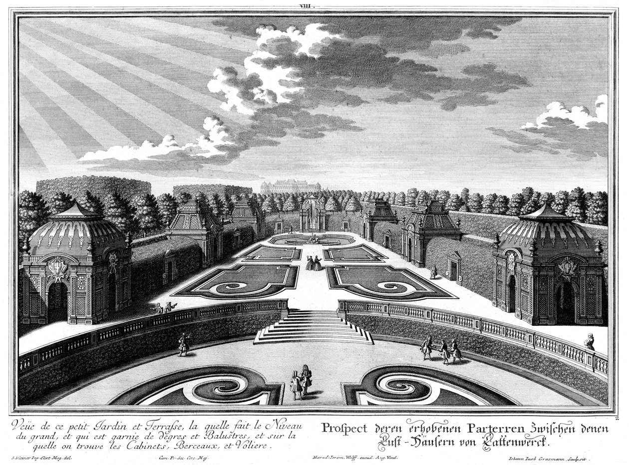 Prospekt för den övre parterren av "den lilla trädgården" av Salomon Kleiner