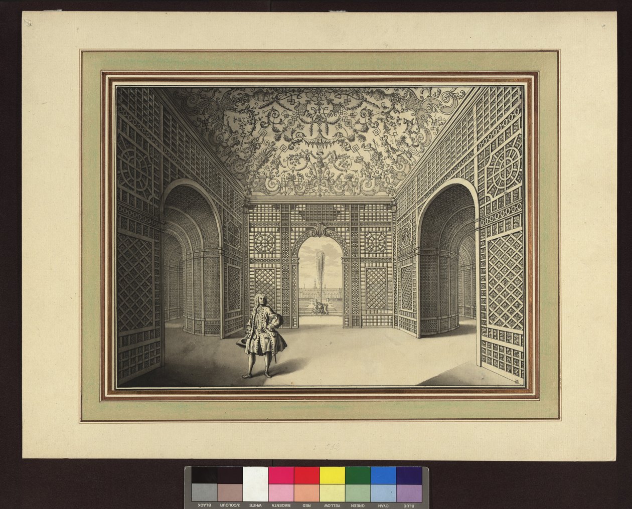 Nedre Belvedere, interiör i den centrala paviljongen i kabinettsparken (förlaga till kopparsticket graverat av Johann Jakob Grasmann) av Salomon Kleiner