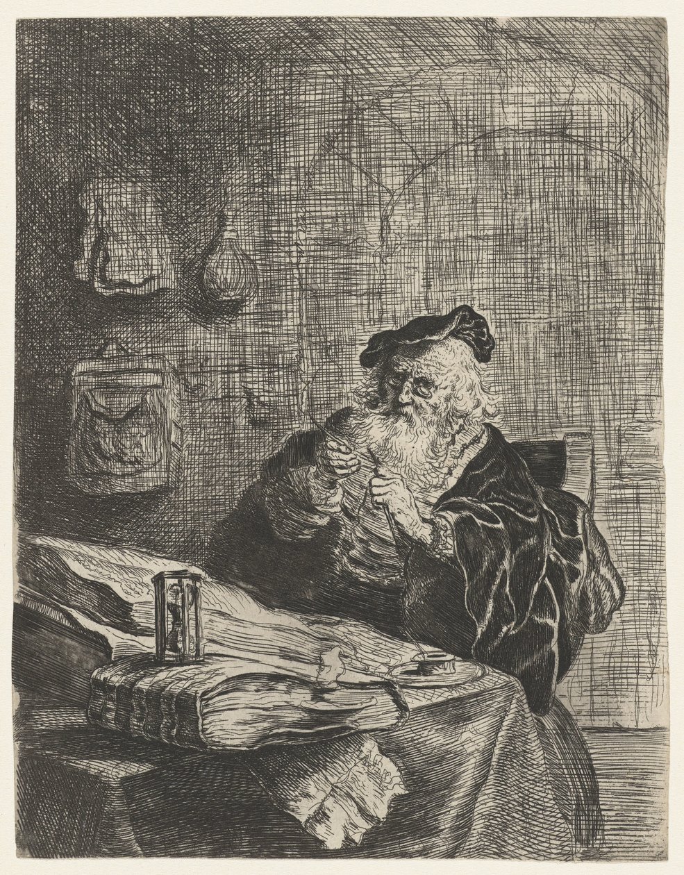 Man med en pennkniv av Salomon Koninck (attributed to)