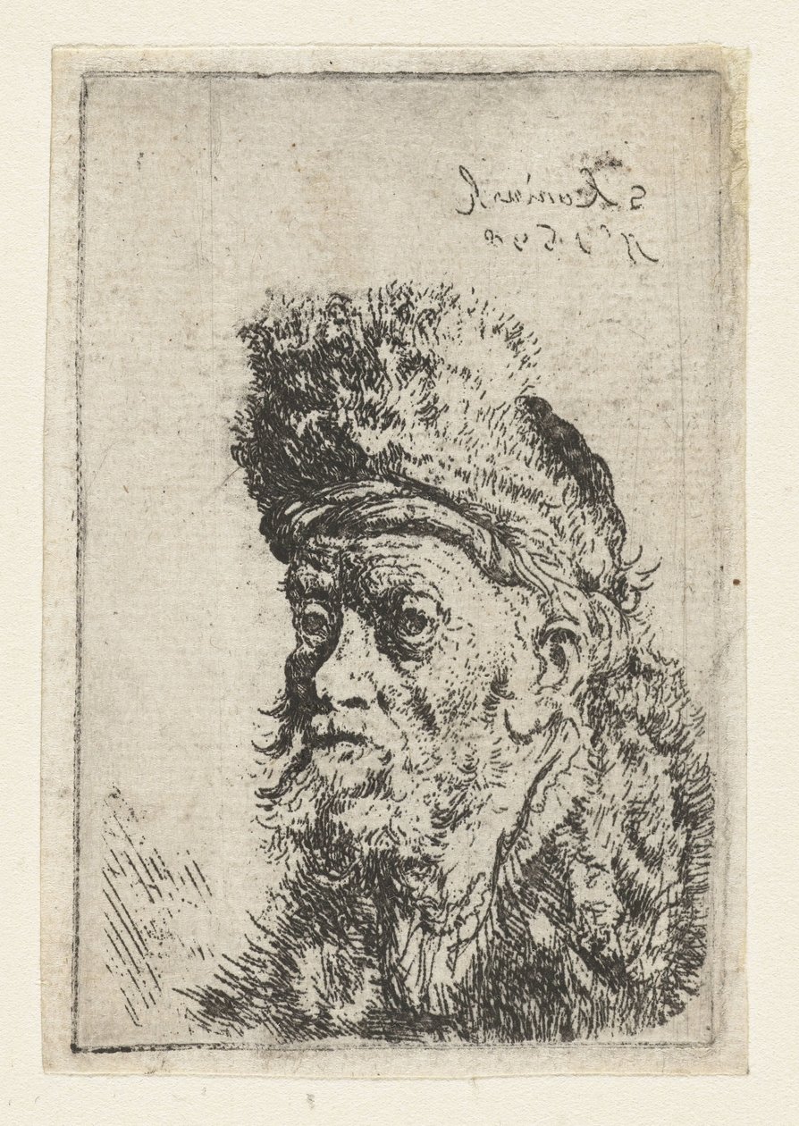 Byst av en man med pälsmössa Byst av en man som bär en turban av Salomon Koninck