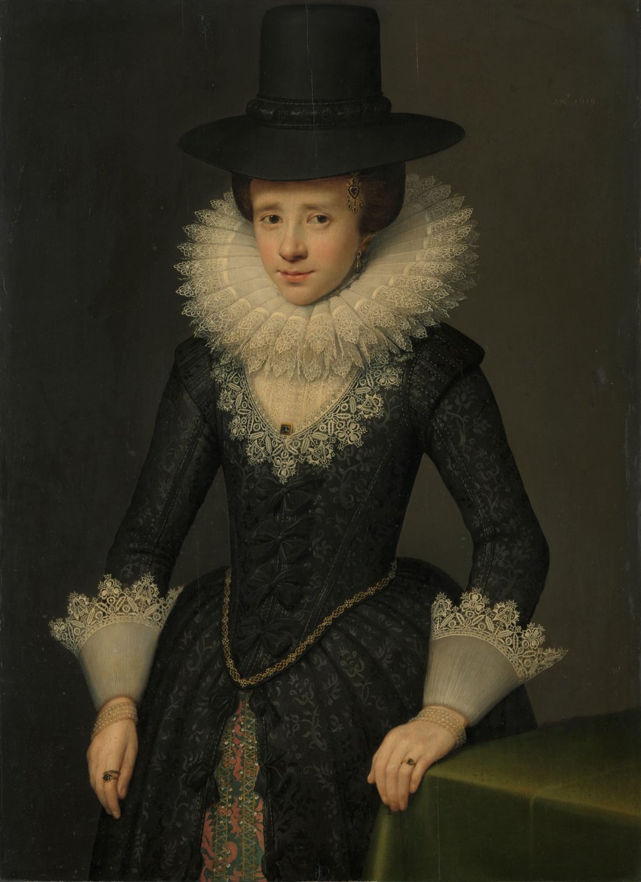 Porträtt av Anna Boudaen Courten (1599-1622) av Salomon Mesdach (attributed to)