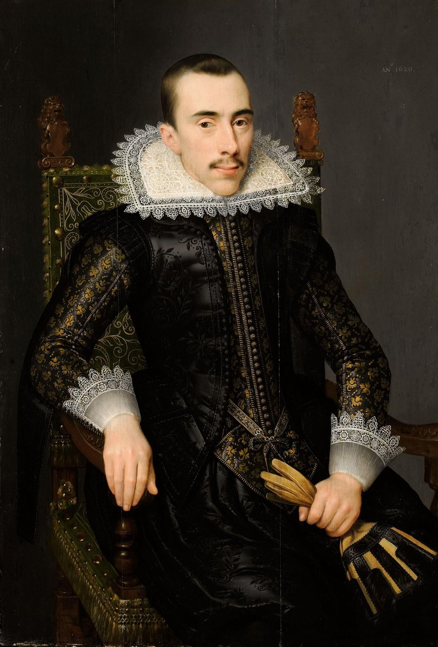 Porträtt av en man, möjligen Walterus Fourmenois (1596-1653) av Salomon Mesdach (attributed to)