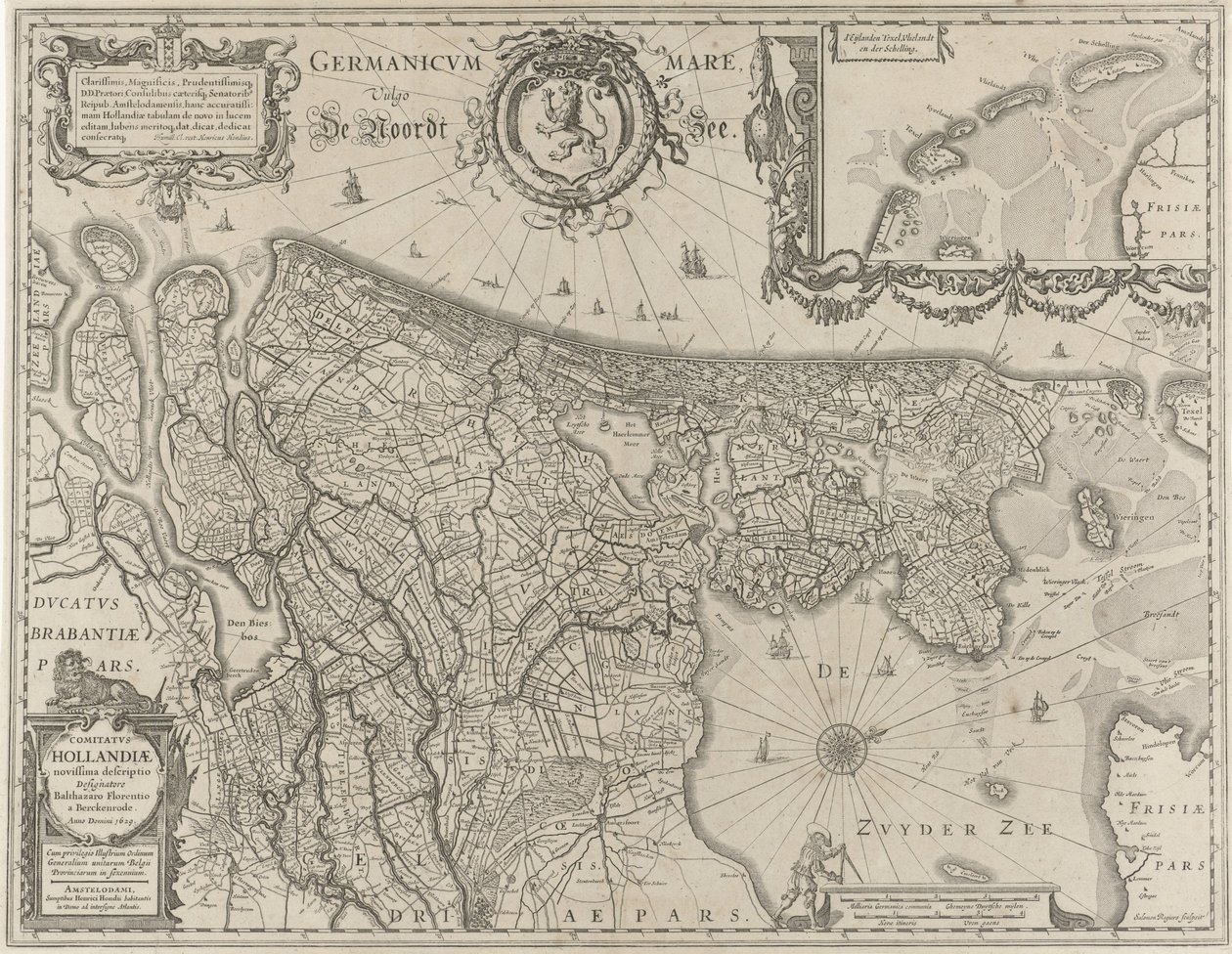 Topografisk karta över Holland Comitatus Hollandiae (titel på objekt) av Salomon Rogiers