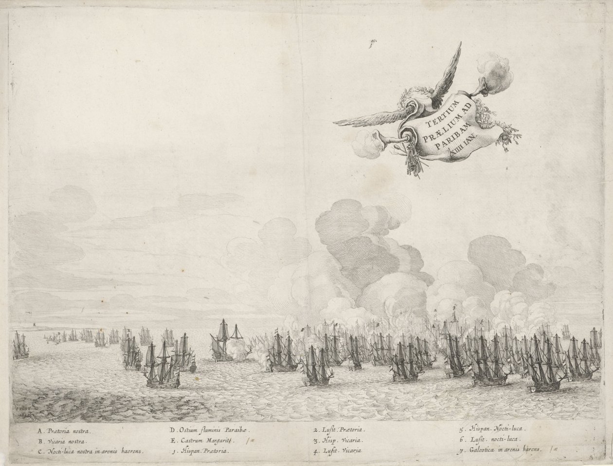 Tredje slaget med den portugisiska flottan vid Paraiba, 1640 av Salomon Savery