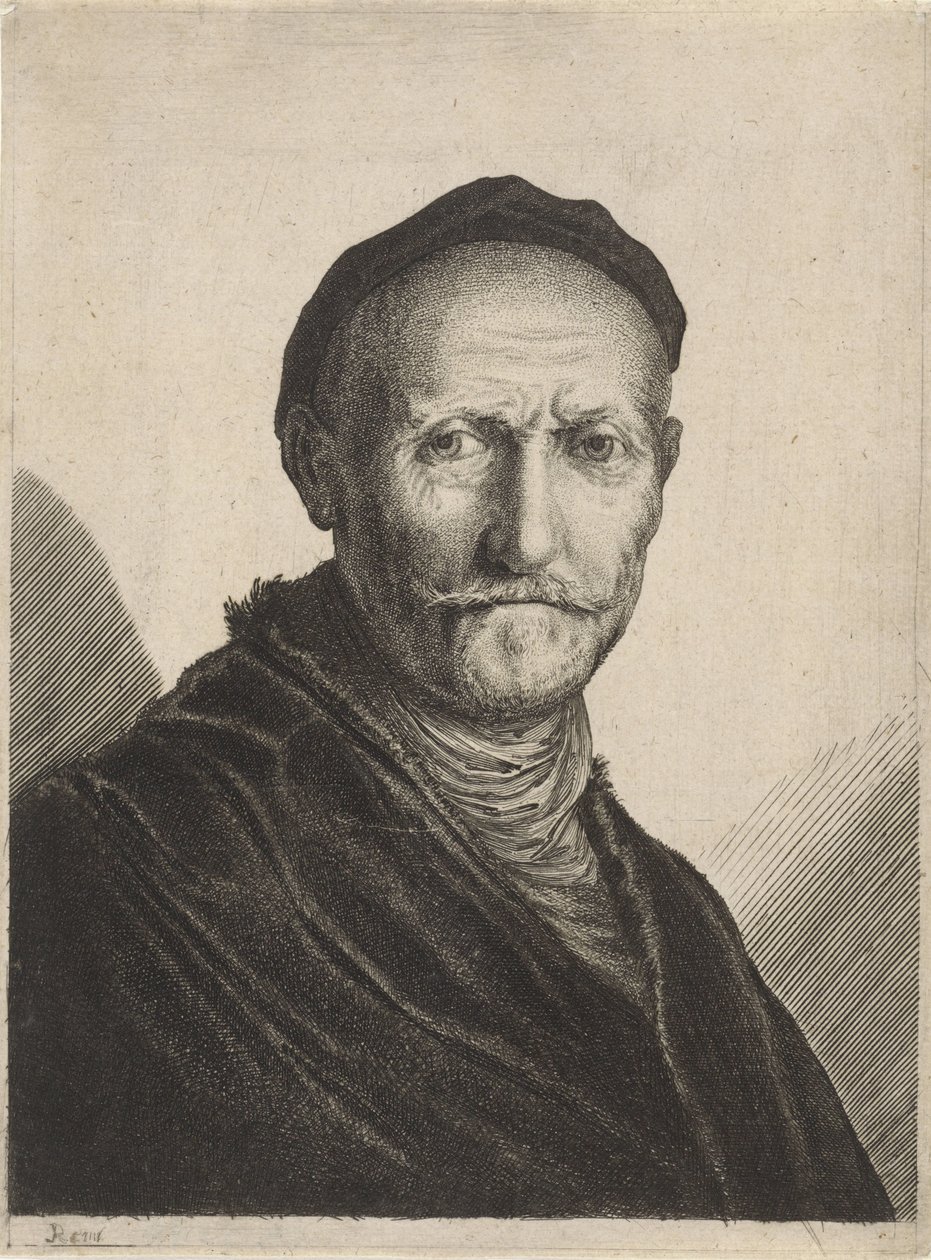 Porträtt av en äldre man med en basker på huvudet av Salomon Savery