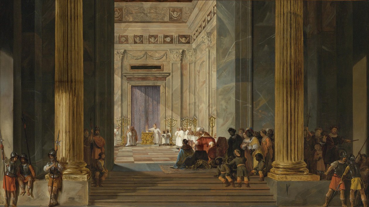 Drottningen av Saba framför kung Salomos tempel i Jerusalem, ca 1630-1634 av Salomon de Bray
