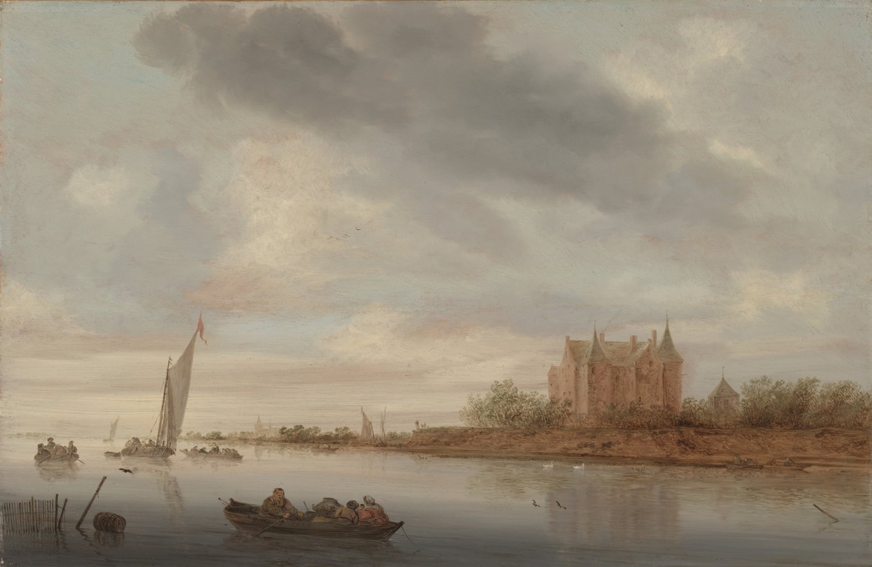 Slott vid en flod, 1644 av Salomon van Ruisdael or Ruysdael