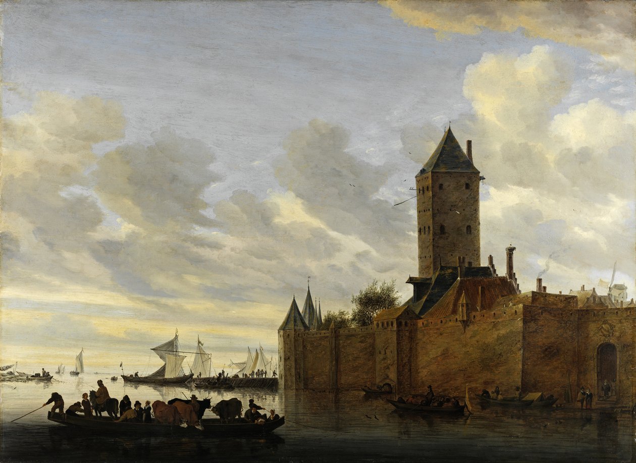 Flodmynning Med Befäst Stad av Salomon van Ruisdael or Ruysdael