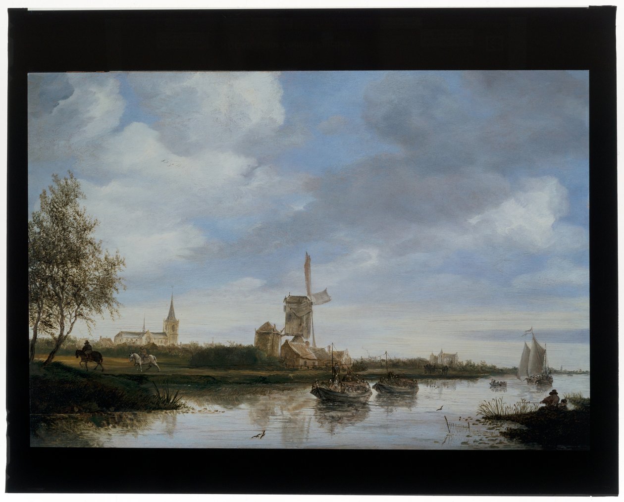 Flodlandskap med väderkvarn av Salomon van Ruisdael or Ruysdael