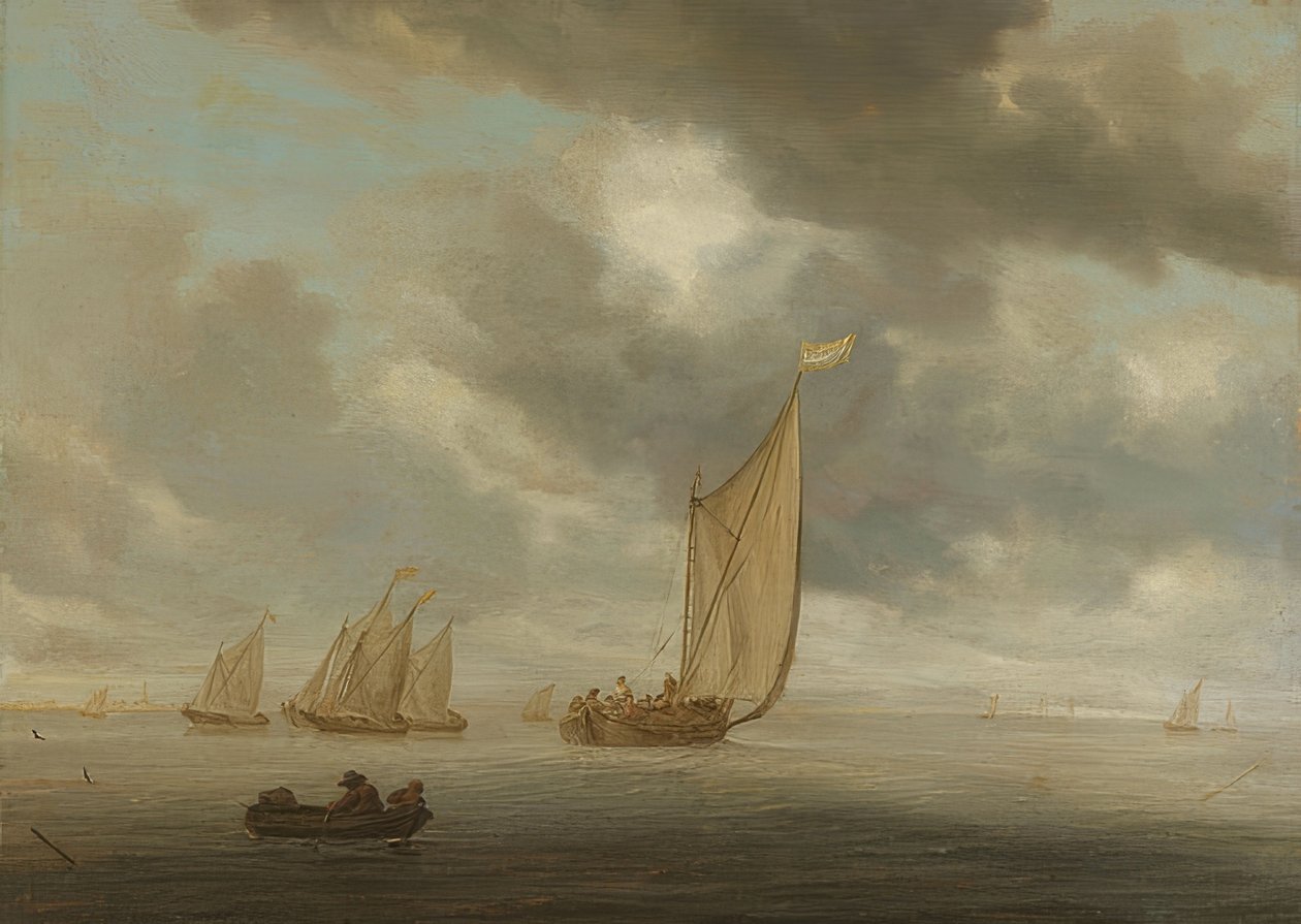 Segelfartyg på en inre vattenväg av Salomon van Ruisdael or Ruysdael