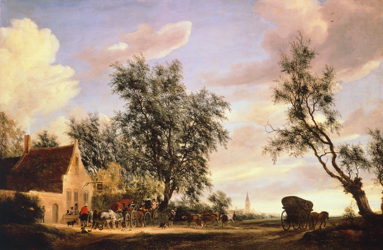 White Swan Inn, av Salomon van Ruysdael (cirka 1602-1670) av Salomon van Ruisdael or Ruysdael