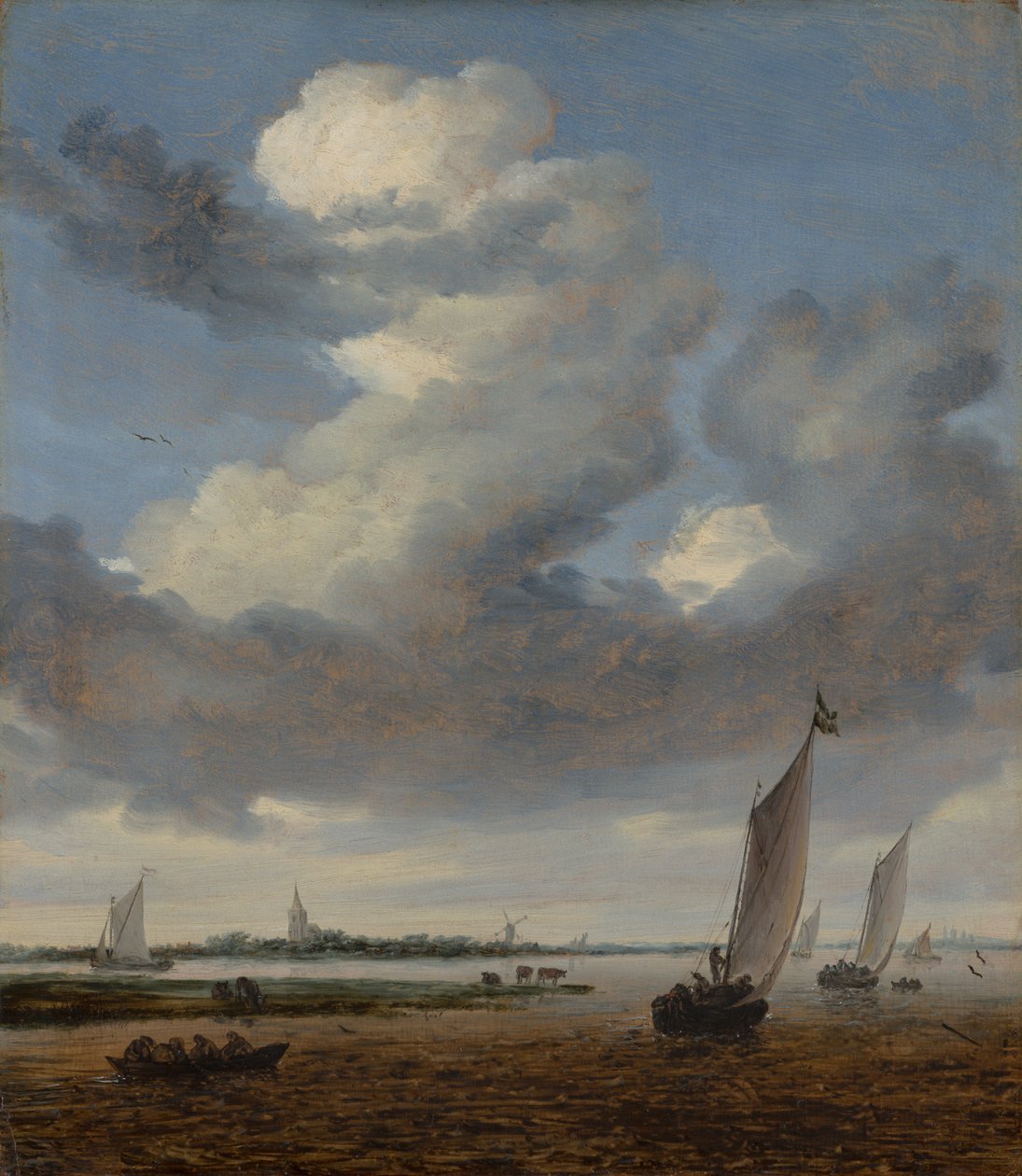 Utsikt över Beverwijk från Wijkermeer av Salomon van Ruysdael