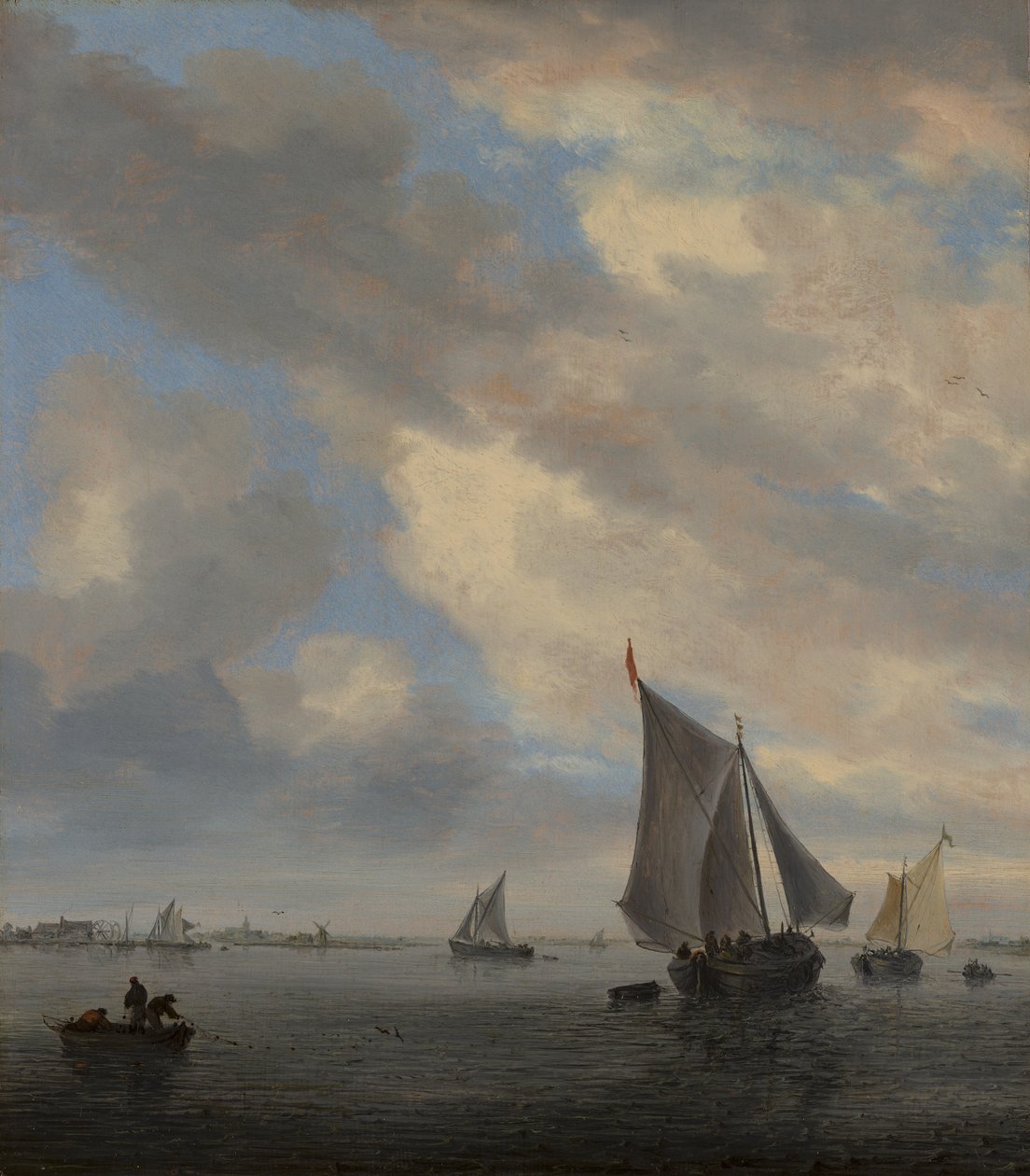 Utsikt över en sjö med segelfartyg av Salomon van Ruysdael