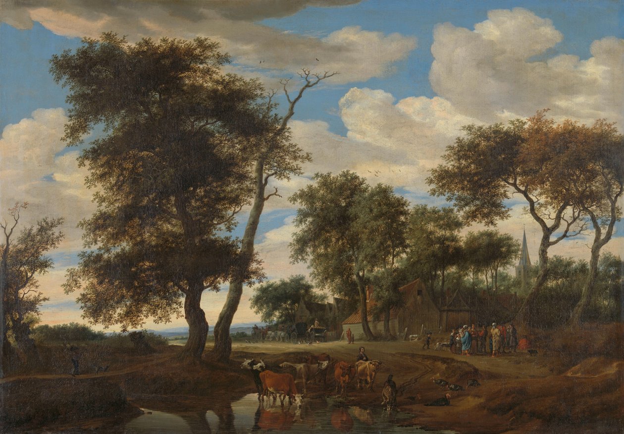 Utsikt över en by av Salomon van Ruysdael