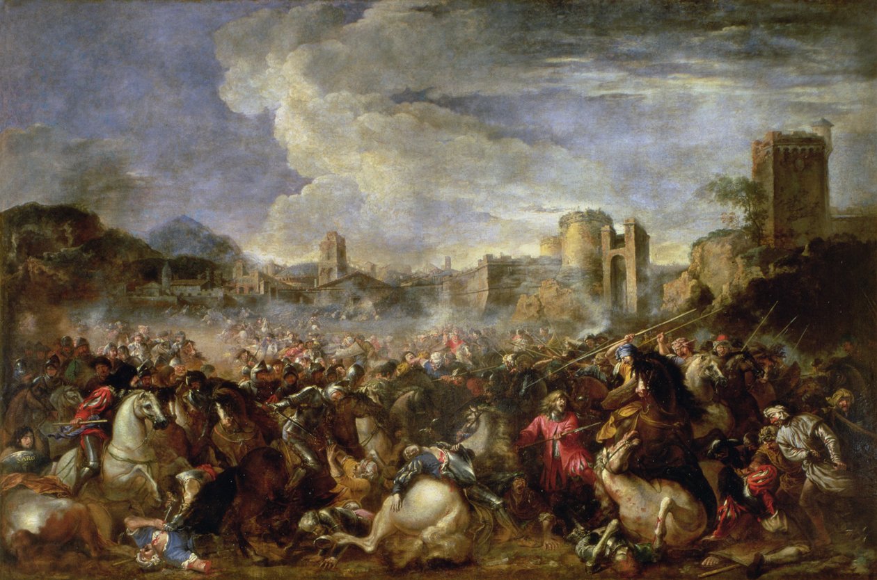 Kampscen av Salvator Rosa