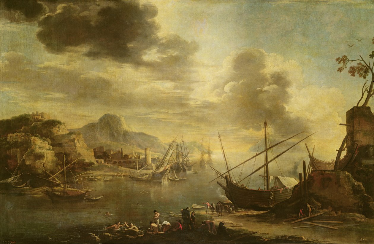 Salernobukten, ca 1640-45 av Salvator Rosa