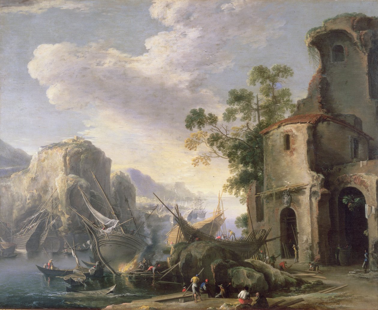 Utsikt över en bukt av Salvator Rosa