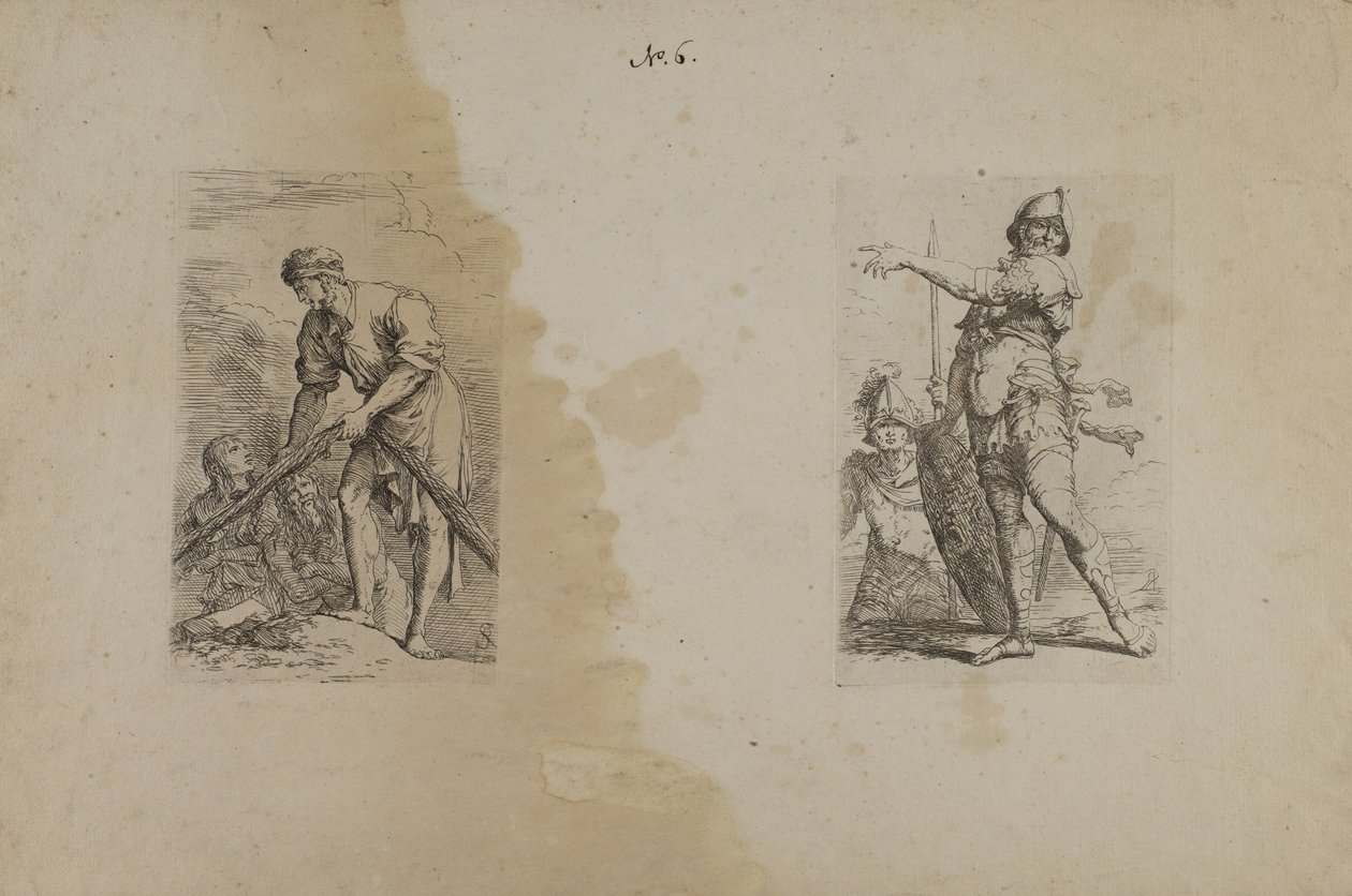 (Figurinserie) Man som håller i tung rep av Salvator Rosa