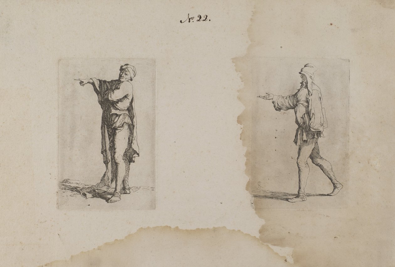 (Figurinserie) Stående man, pekar åt vänster av Salvator Rosa