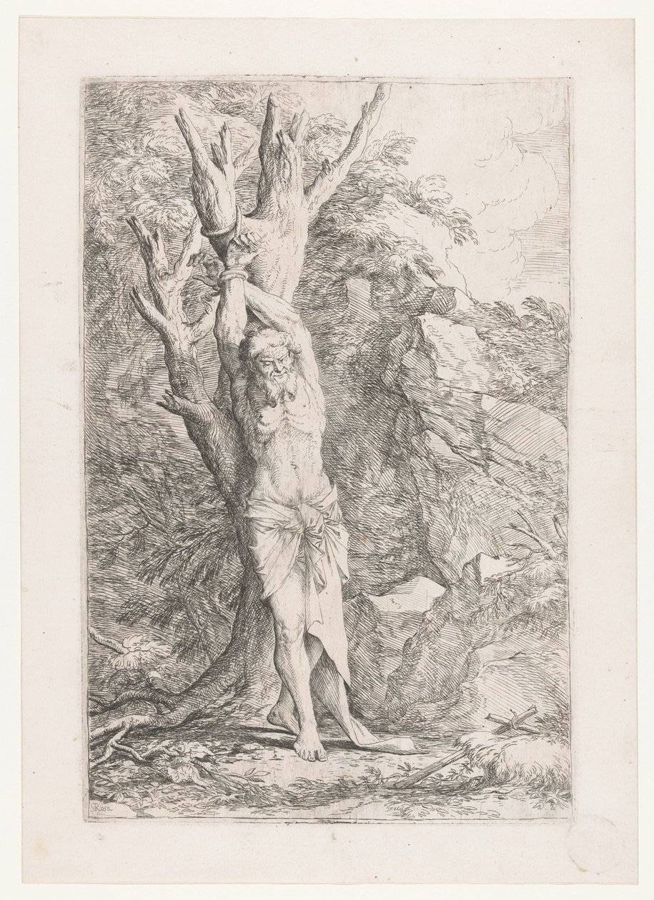 Albert bunden vid ett träd av Salvator Rosa