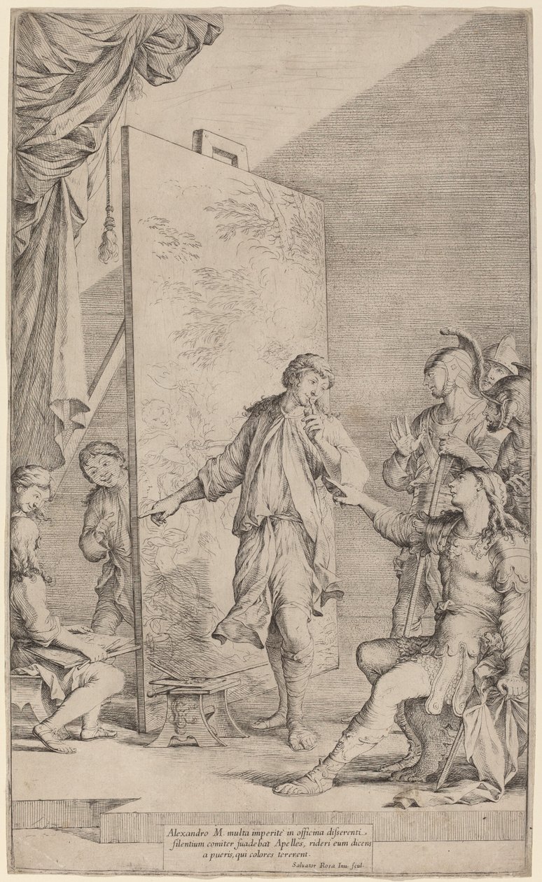 Alexander i studion i Apelles av Salvator Rosa